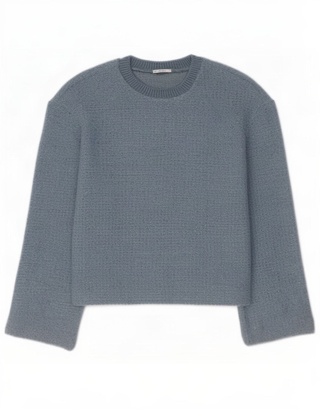 Zara Damen Crop Crew Neck Pullover Pullover UK 14 Mittelblaues Polyester