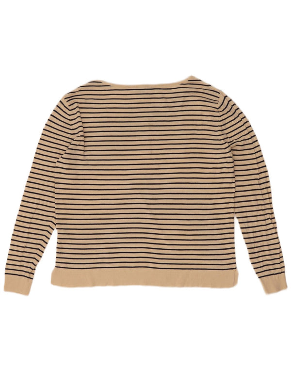 Zara Damen Übergroßes Top Langarm UK 10 Small Beige Gestreift Nautisch