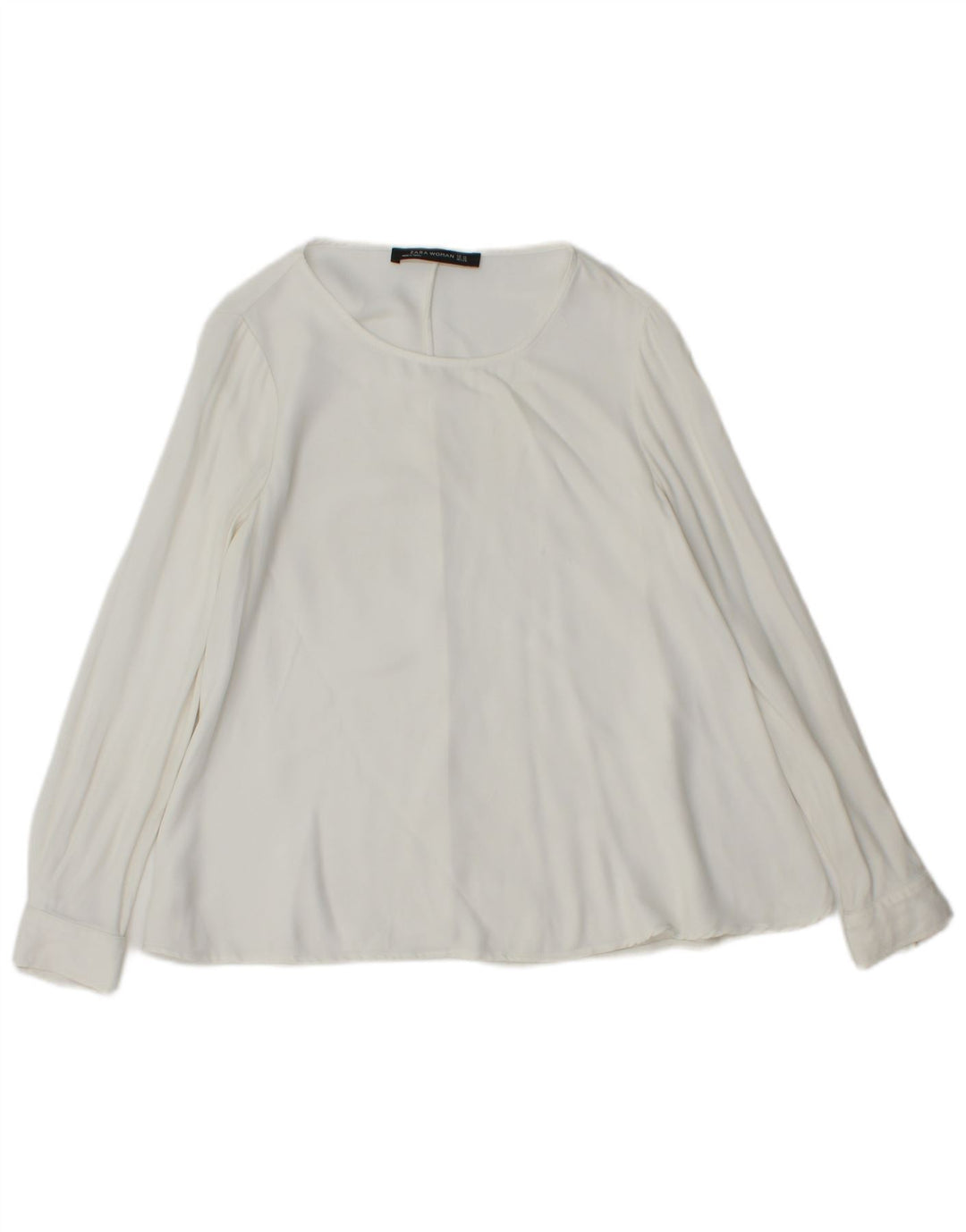Zara Damen Langarm-Blusenoberteil UK 6 XS Weiß