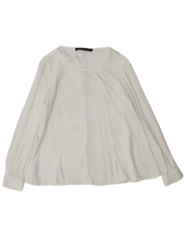 Zara Damen Langarm-Blusenoberteil UK 6 XS Weiß