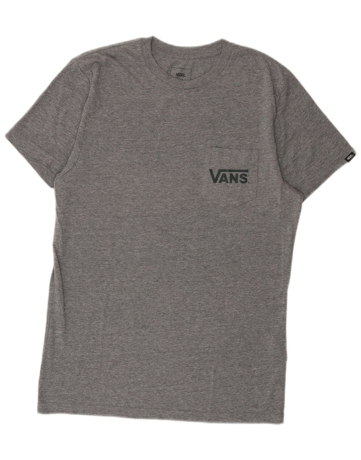 Vans Custom Fit Grafik-T-Shirt-Oberteil für Herren aus mittelgrau gesprenkelter Baumwolle