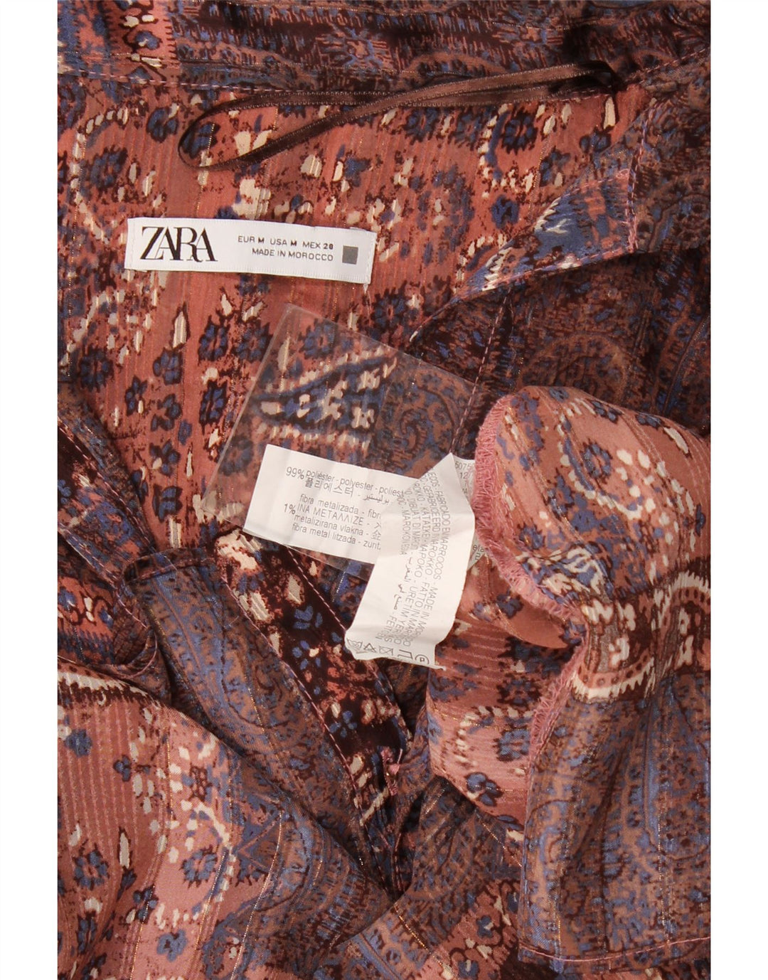 Übergroße Damen-Hemdbluse von Zara, Größe M, mehrfarbig, Paisleymuster