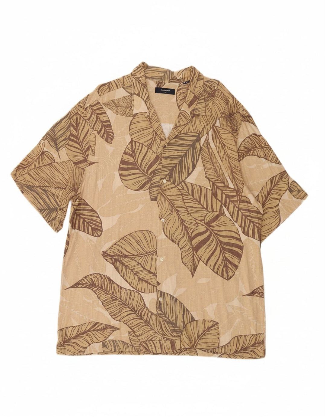 JACK & JONES Mens Abstract Pattern Short Sleeve Shirt 2XL Beige Viscose