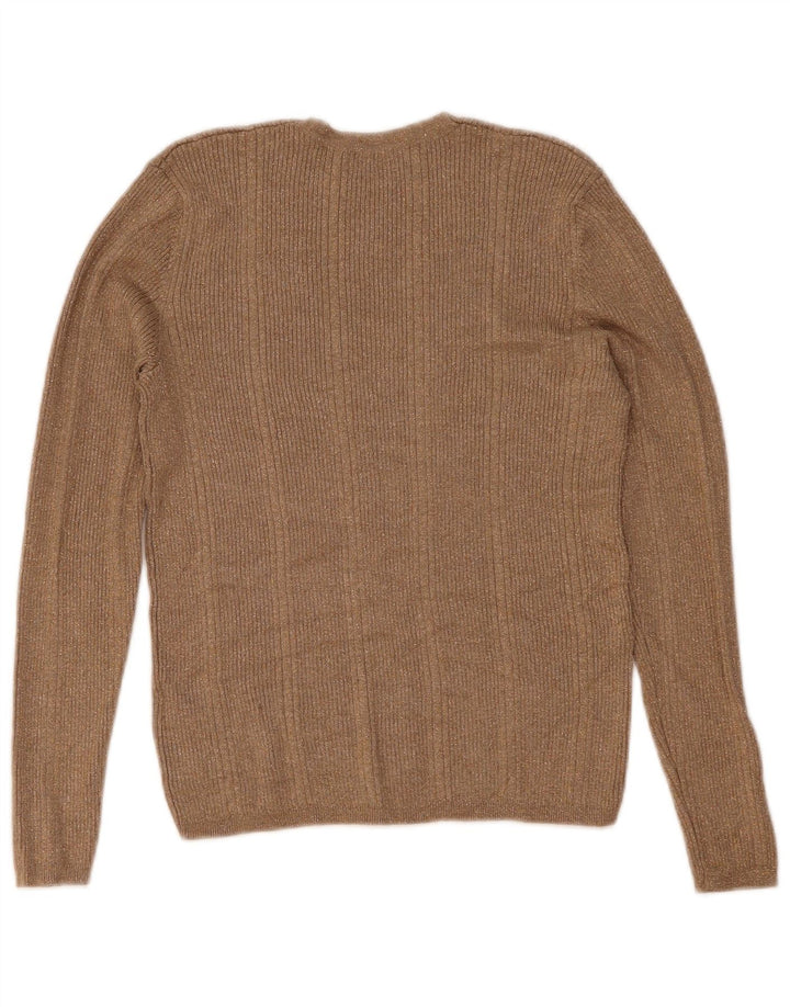 Marks & Spencer Damen-Pullover mit V-Ausschnitt, Gr. 12, Mittelbeige meliert