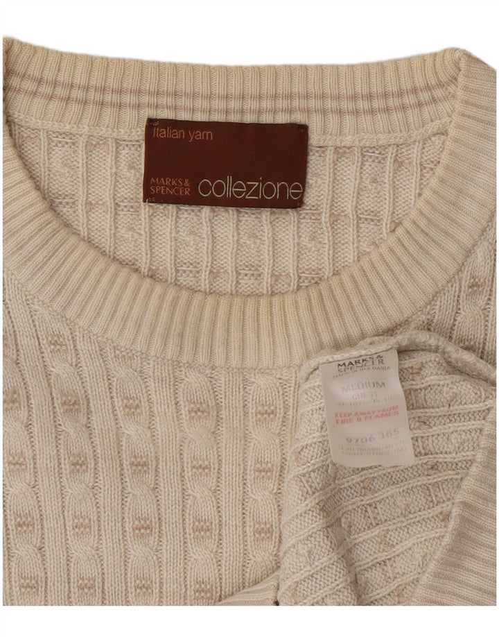 Marks & Spencer Herren-Pullover mit Rundhalsausschnitt, Medium, gebrochenes Weiß, Acryl