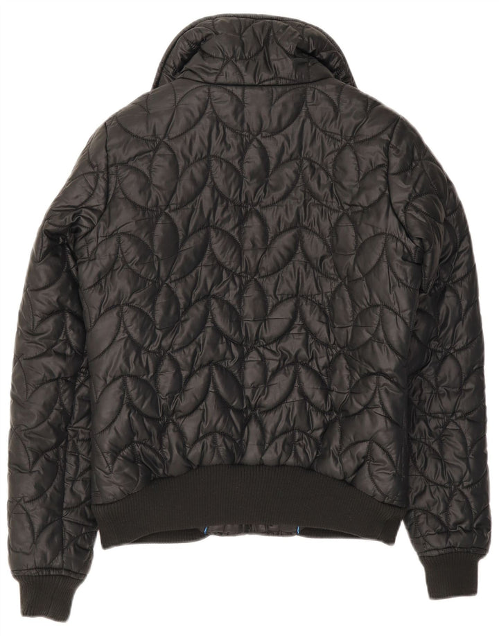 Adidas Damen Bomber gepolsterte Jacke UK 12 Mittelschwarzes Polyester
