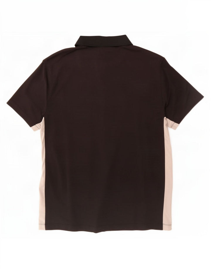 Nike Herren-Poloshirt UK 42/44, großes schwarzes Colourblock-Polyester