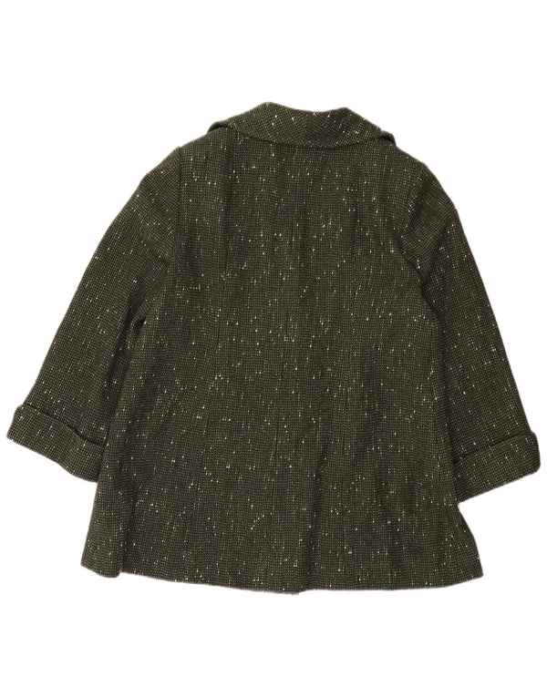 Vintage Damen Mantel UK 14 Groß Grün meliert