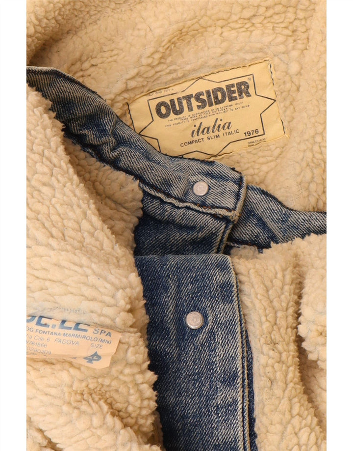 Outsider Herren Denim Sherpa Jacke UK 42 XL Blaue Baumwolle