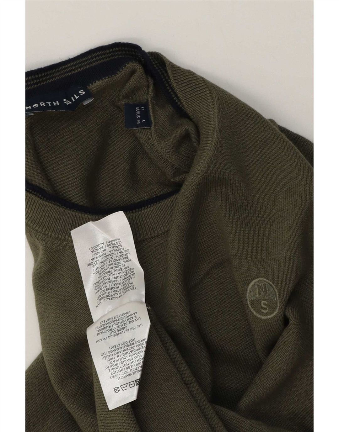 North Sails Herren-Pullover mit Rundhalsausschnitt, mittlere Khaki-Baumwolle