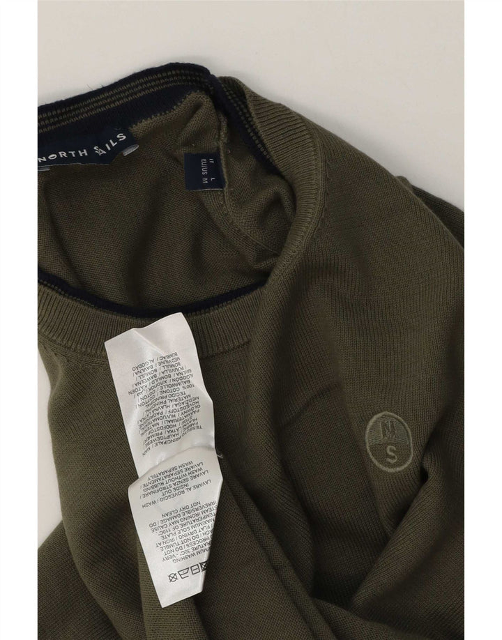 North Sails Herren-Pullover mit Rundhalsausschnitt, mittlere Khaki-Baumwolle