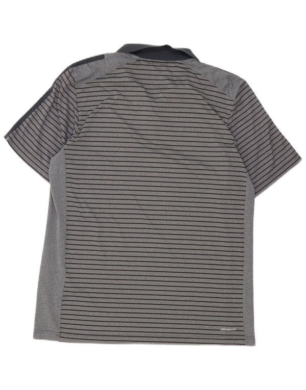 Adidas Herren Climacool Poloshirt XL grau gestreift Polyester