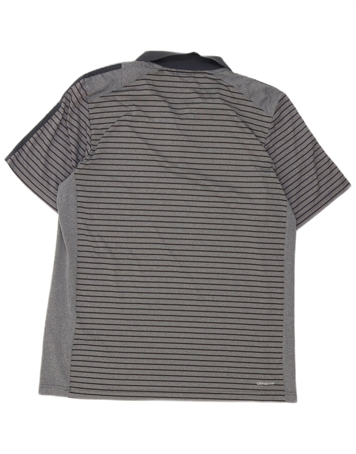 Adidas Herren Climacool Poloshirt XL grau gestreift Polyester