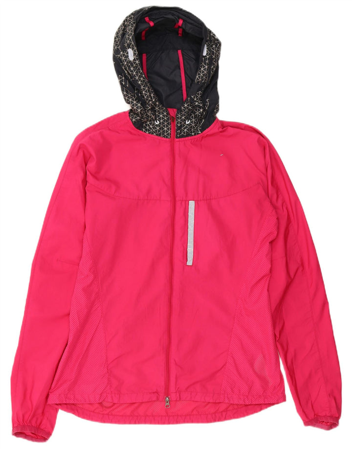 NIKE Womens Hooded Windbreaker Jacket UK 14 Medium Red Polyester