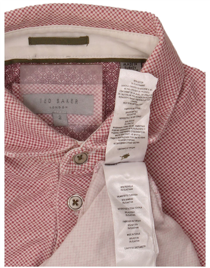 Ted Baker Herren-Poloshirt, Größe 2, klein, rosa gepunktete Baumwolle
