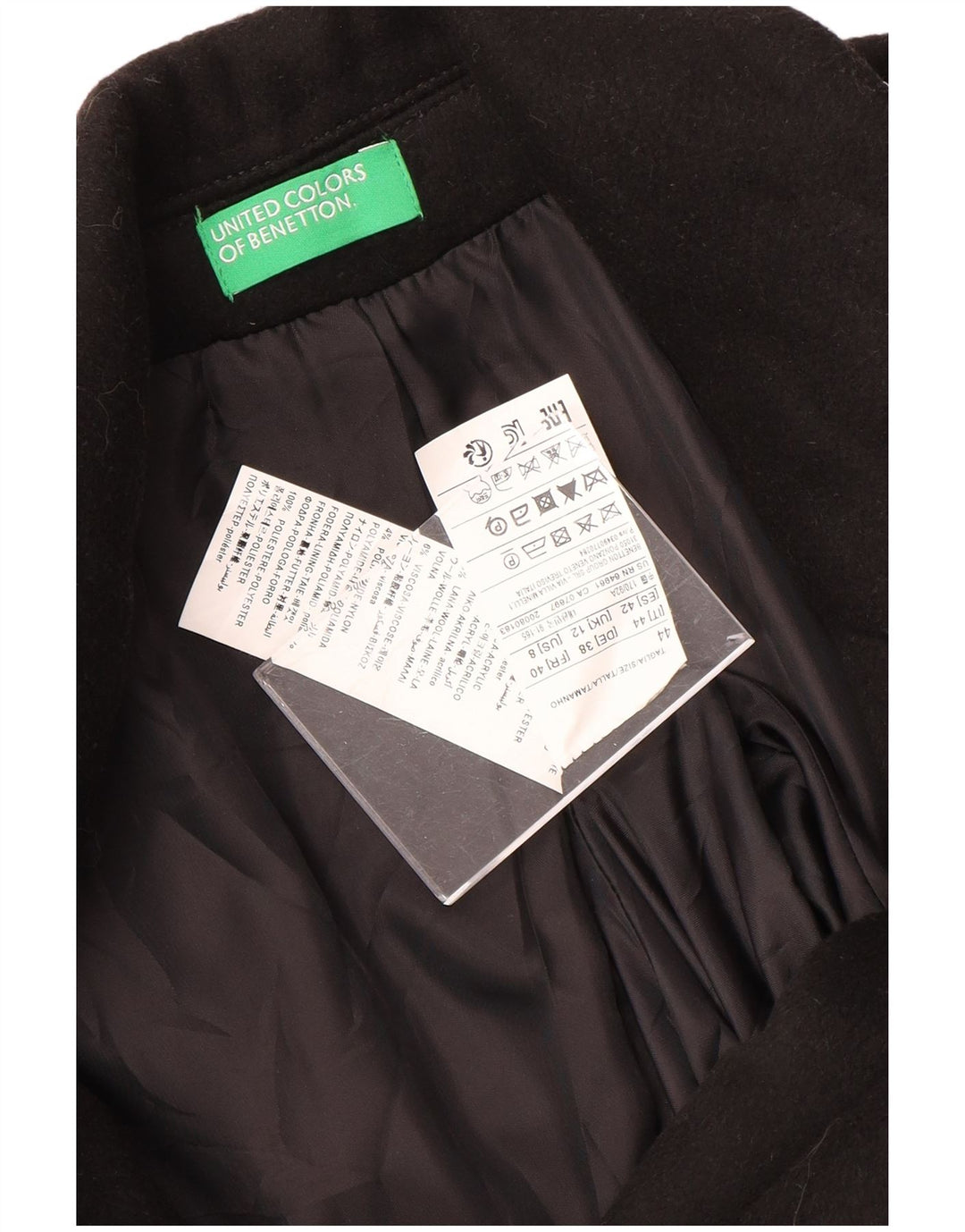 Benetton Damenmantel UK 12 Mittelschwarzes Polyester