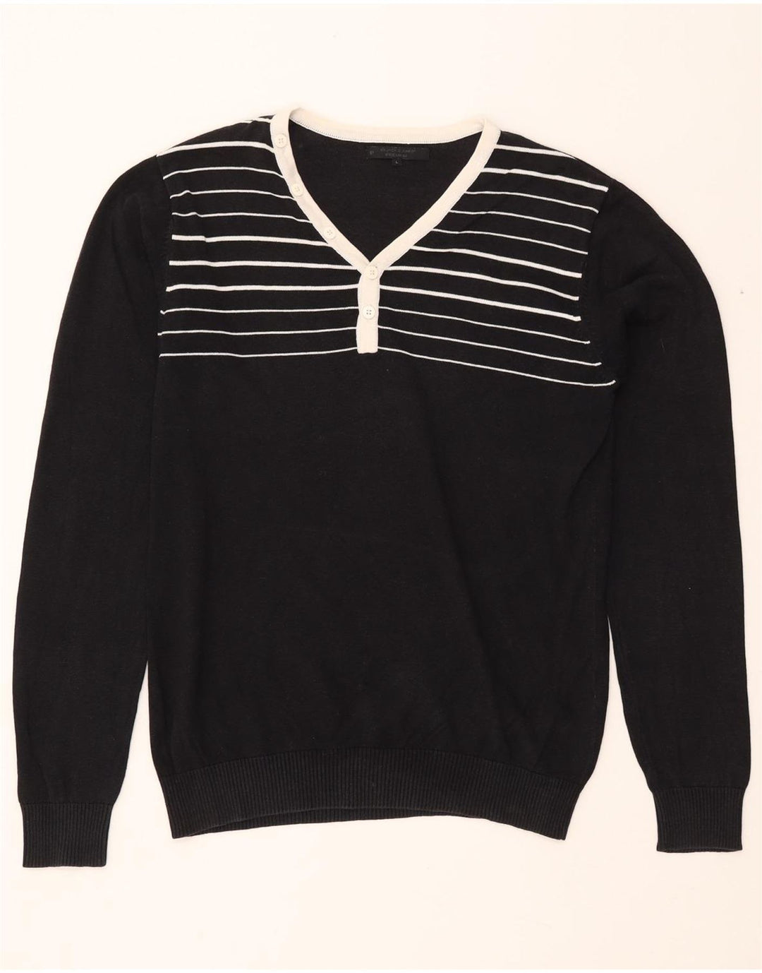 JACK & JONES Herren-Pullover mit V-Ausschnitt, groß, schwarz gestreift