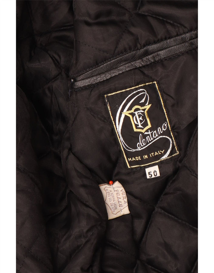 Vintage Herren Lederjacke IT 50 Großes schwarzes Leder