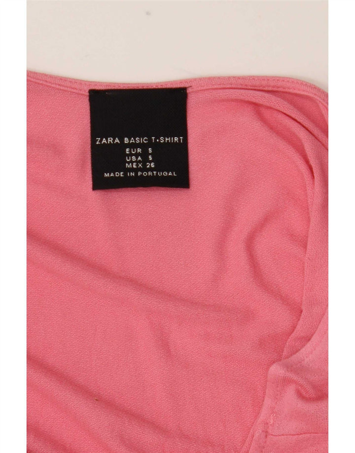 Zara Damen Crop Top Langarm UK 10 Small Pink
