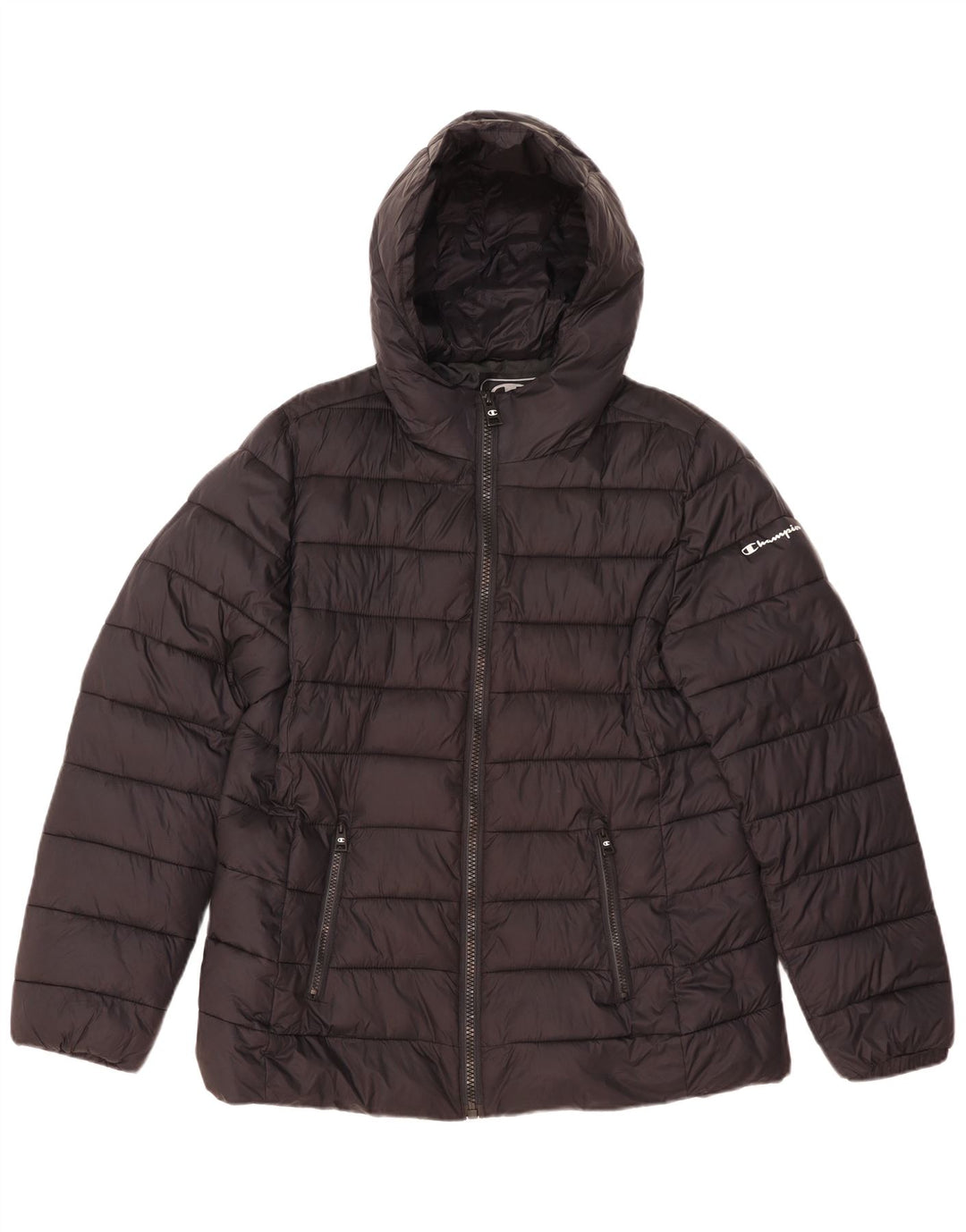 Champion Damen-Jacke mit Kapuze, gepolstert, UK 44, 2XL, Schwarz, Polyamid