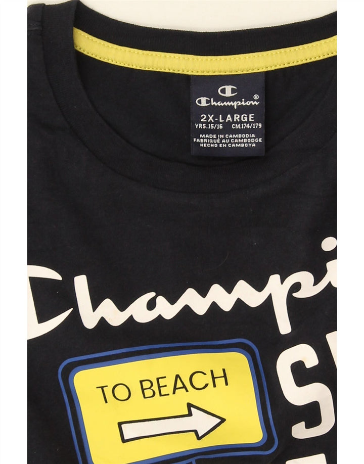 CHAMPION Jungen-Top mit Grafik, 15–16 Jahre, 2XL, Marineblau