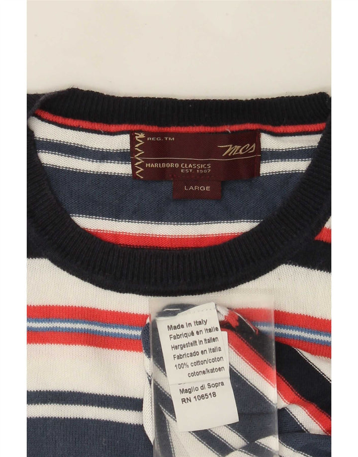 Marlboro Classics Herren-Pullover mit Rundhalsausschnitt, groß, mehrfarbig, gestreift