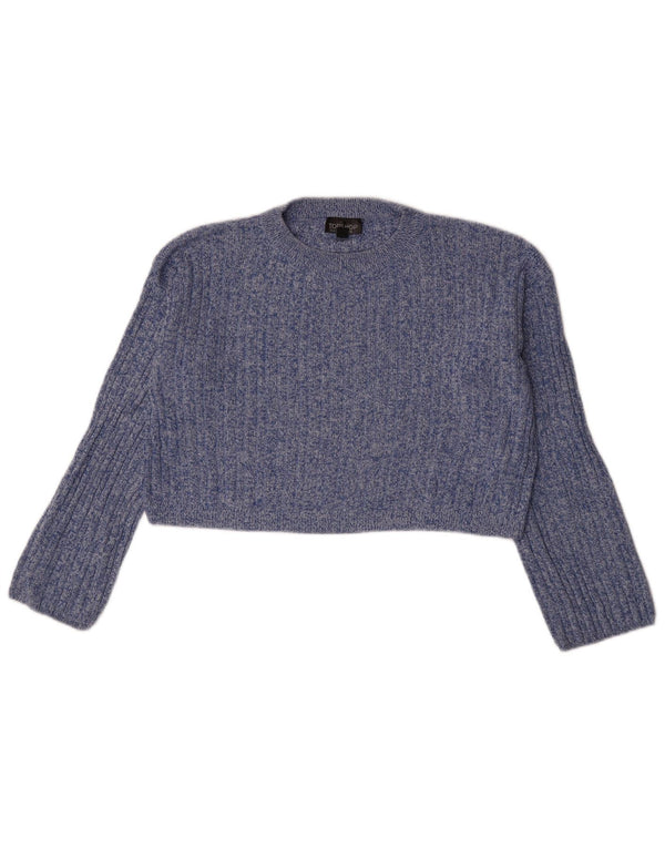 Topshop Womens Crop Crew Neck Pullover Pullover UK 10 Small Blue Meliert
