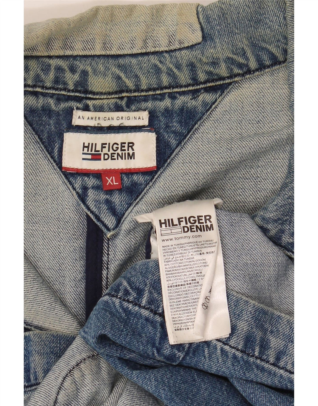 Tommy Hilfiger Damen Distressed Denim Jacke UK 18 XL Blau Patchwork