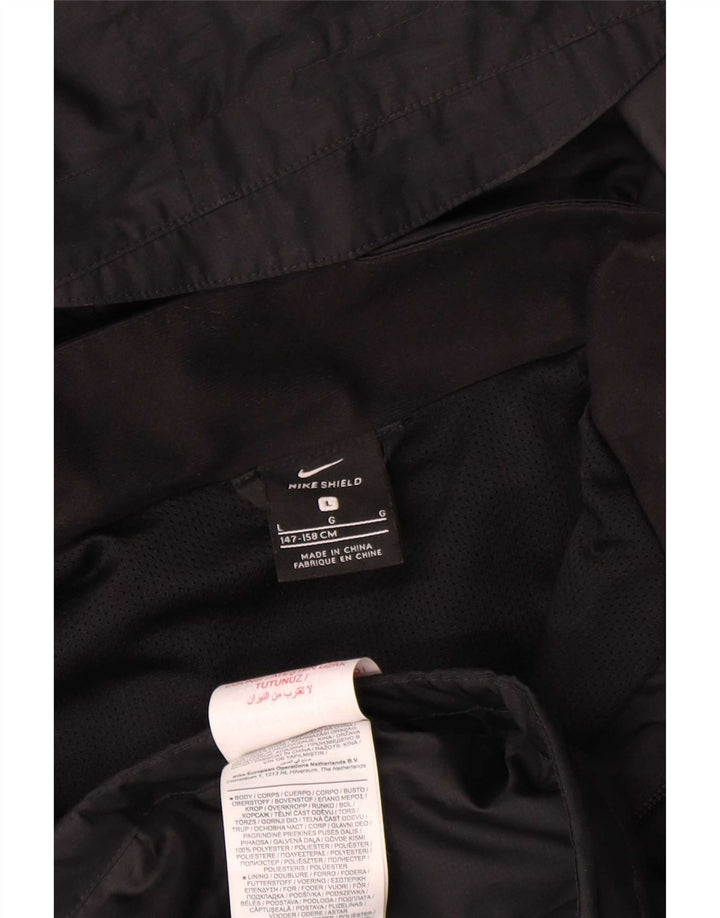 Nike Jungen-Regenjacke mit Kapuze, 12–13 Jahre, groß, schwarzes Polyester