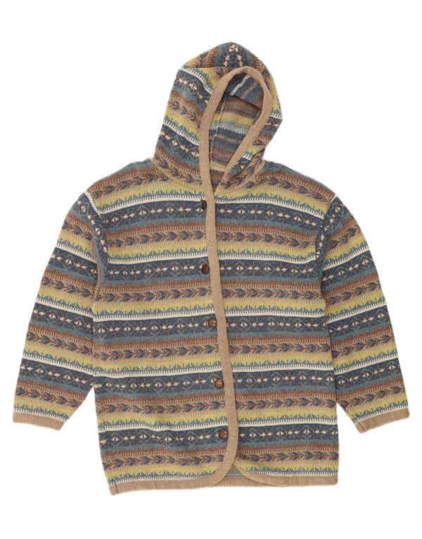 Vintage Damen Strickjacke mit Kapuze UK 18 XL Bunt gestreift