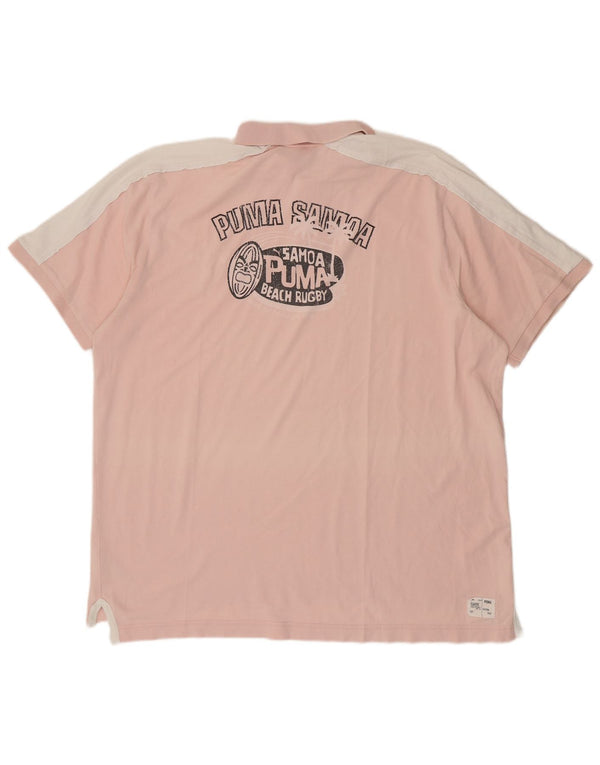 Puma Herren-Poloshirt mit Grafik, 2XL, rosa, Colourblock-Baumwolle