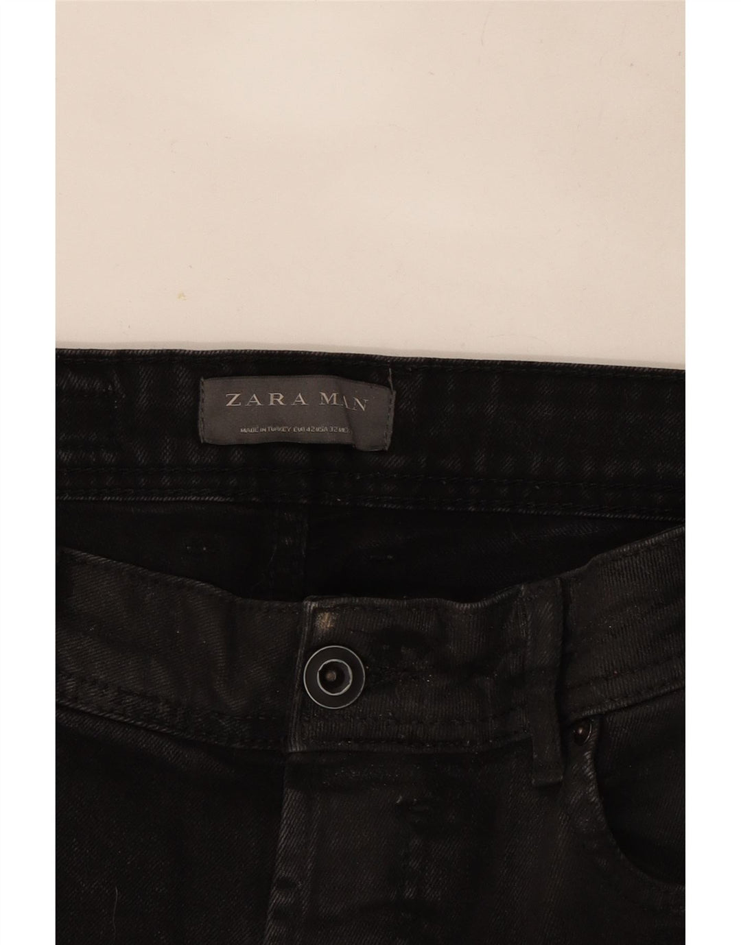 Zara Herren Distressed Slim Jeans EU 42 Large W32 L26 Schwarz