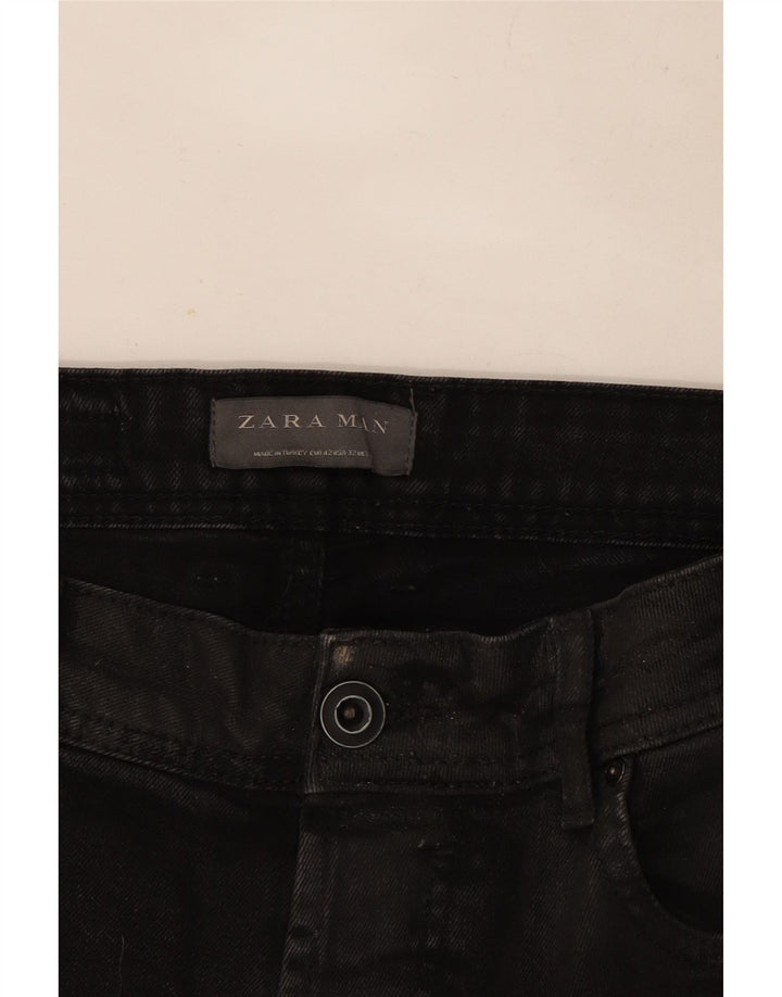 Zara Herren Distressed Slim Jeans EU 42 Large W32 L26 Schwarz