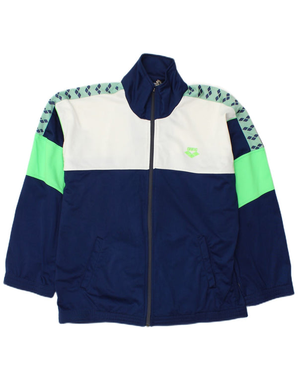 ARENA Mens Graphic Tracksuit Top Jacket Medium Navy Blue Colourblock