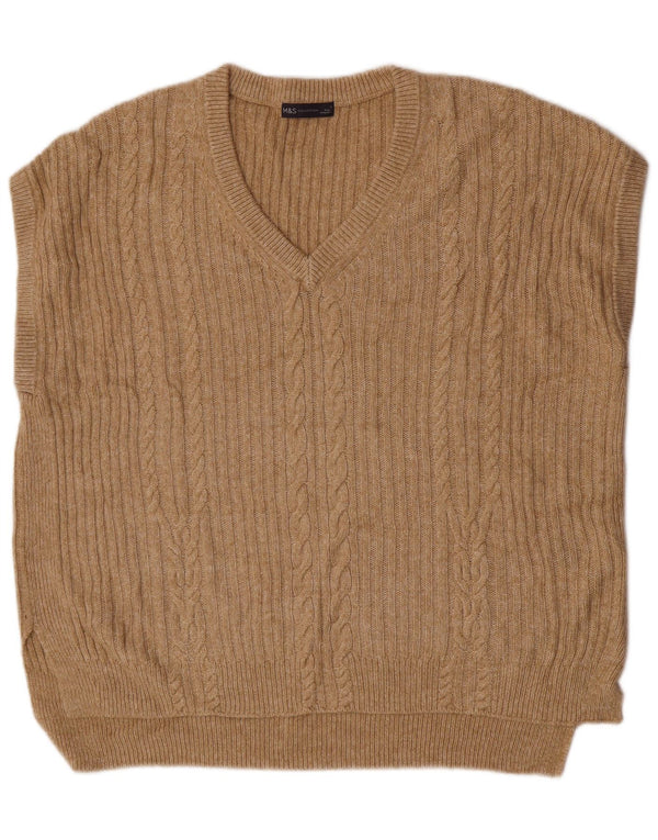 Marks & Spencer Damen Übergroßes Weste-Tanktop UK 18 XL Beige Baumwolle
