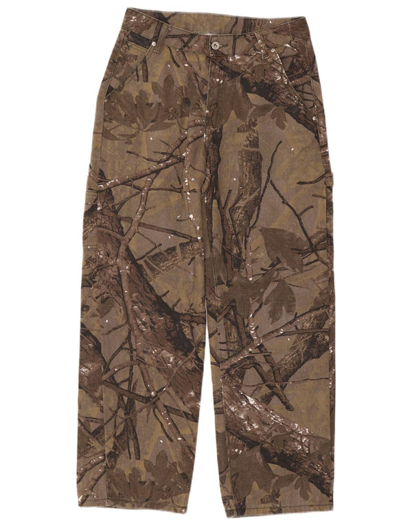 VINTAGE Herren-Cargohose, gerade, mittelgroß, W30, L27, braun geblümt