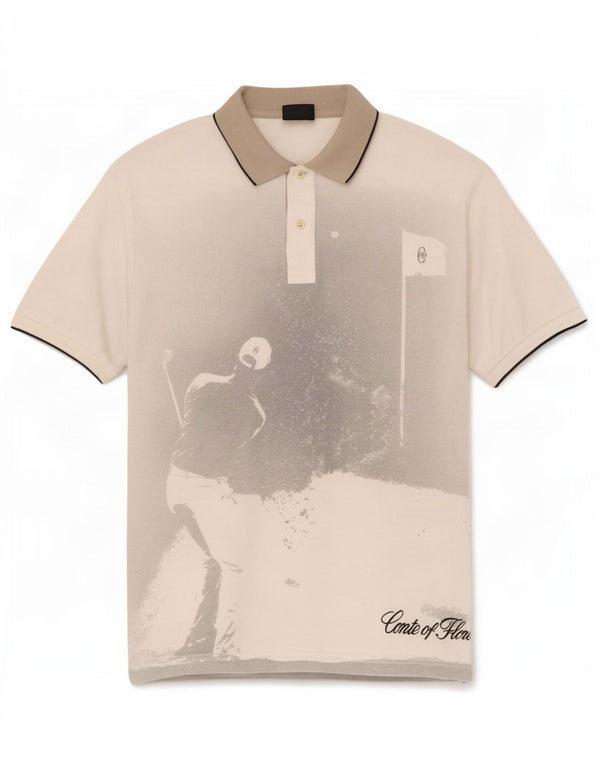 Conte of Florence Herren-Golf-Grafik-Poloshirt, 2XL, weiße Baumwolle