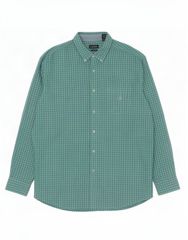 Chaps Herren-Hemd, groß, 3XL, grün kariert, Baumwolle