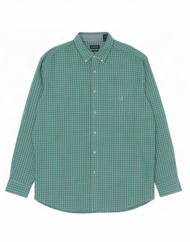 Chaps Herren-Hemd, groß, 3XL, grün kariert, Baumwolle