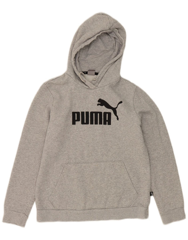 Puma Womens Graphic Hoodie Pullover UK 12 Mittelgraue Baumwolle