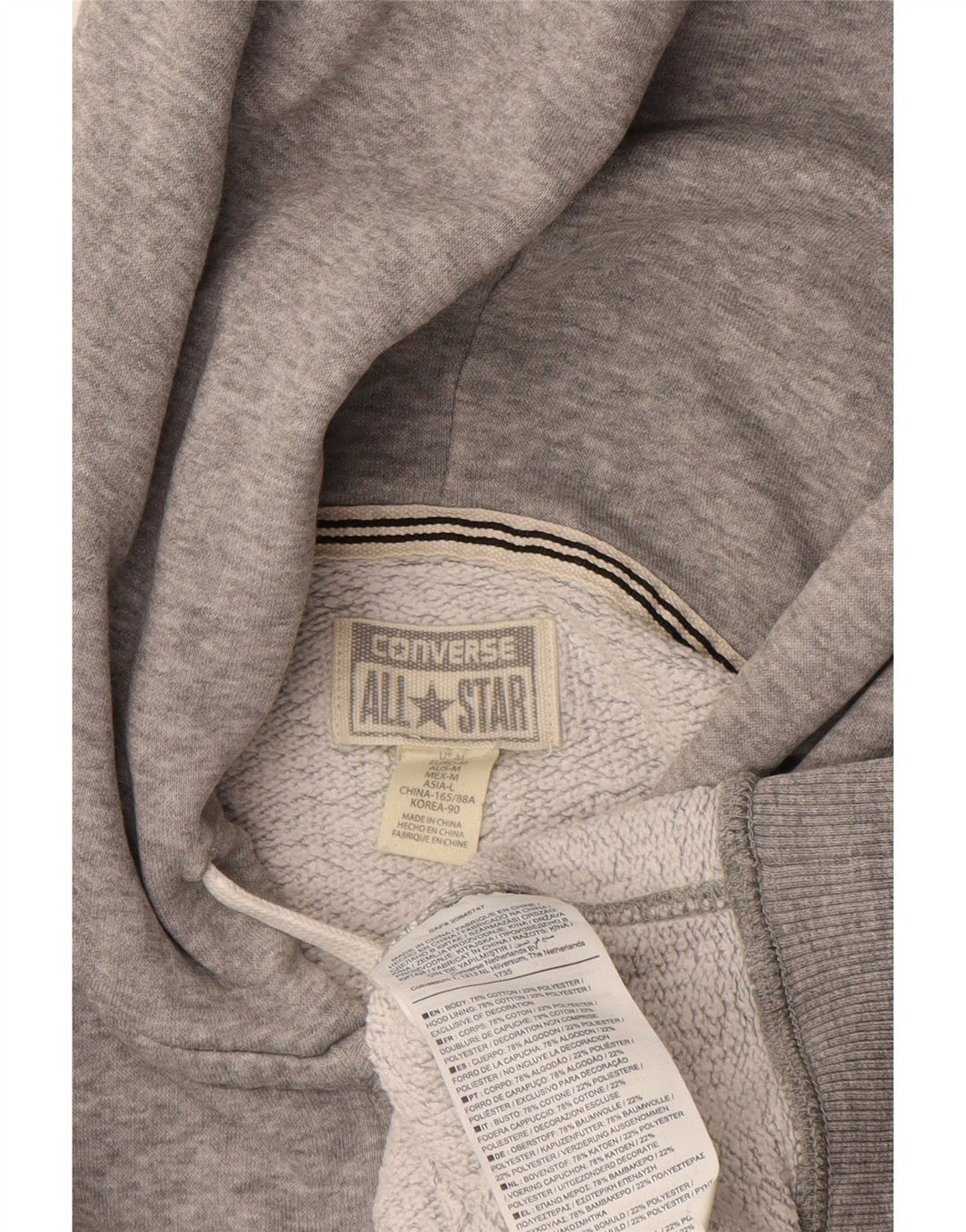 Converse Herren-Kapuzenpullover mit Reißverschluss, mittelgrau gefleckte Baumwolle