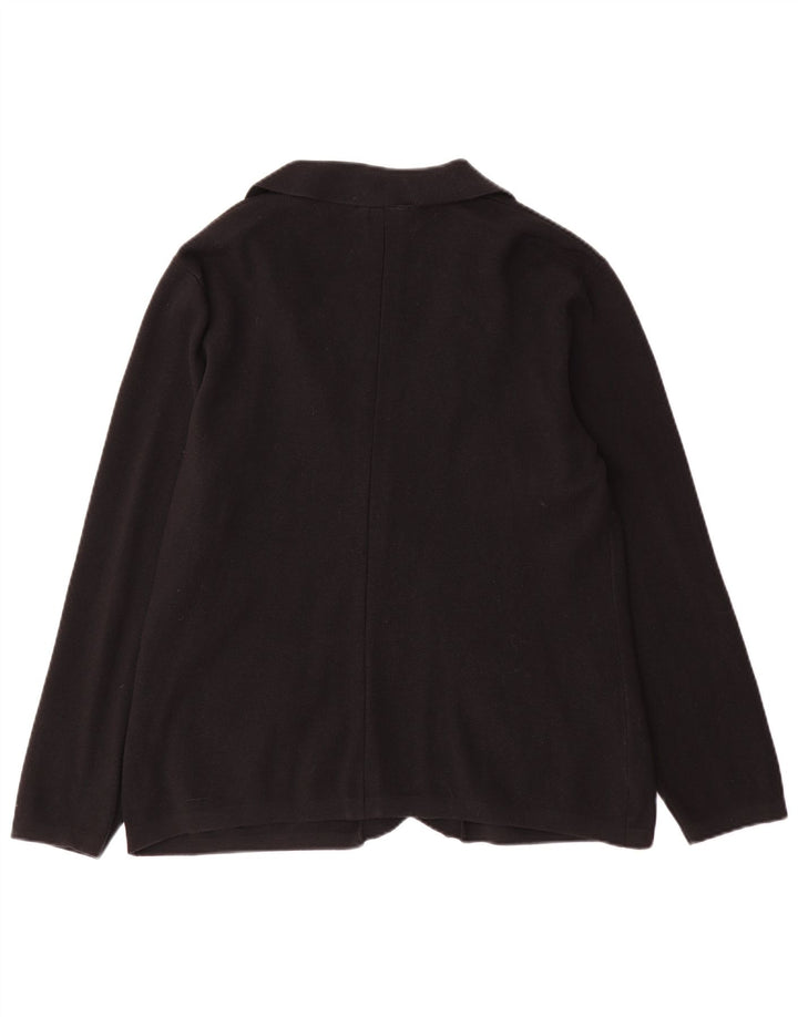 Esprit Damen-Blazer mit 2 Knöpfen, gestrickt, UK 14, Größe L, Schwarz, Baumwolle