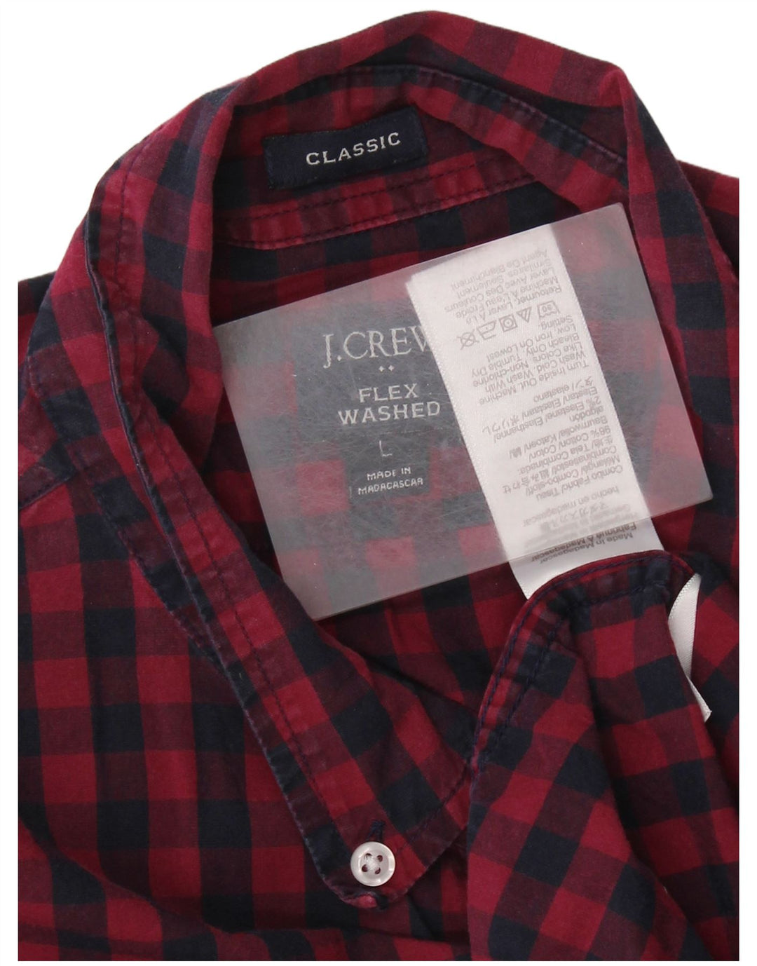 J. CREW Herren-Hemd mit klassischer Passform, groß, marineblau, Gingham-Baumwolle