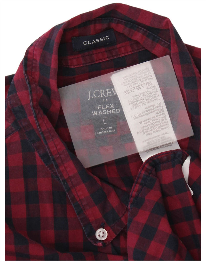 J. CREW Herren-Hemd mit klassischer Passform, groß, marineblau, Gingham-Baumwolle
