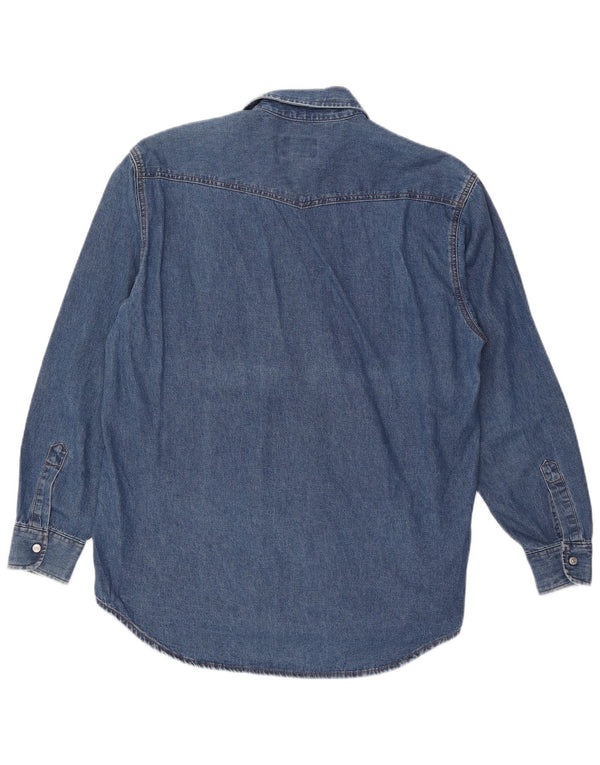 Carrera Mens Denim Shirt Size 39/40 Medium Blue Cotton