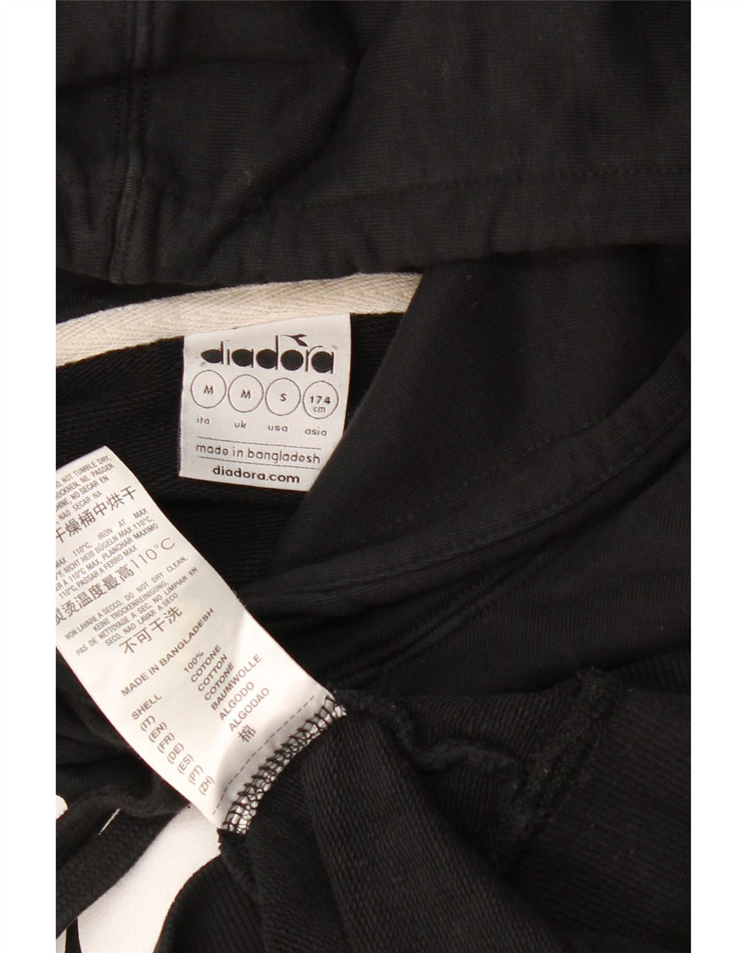 Diadora Herren-Kapuzenpullover mit Grafik, mittelschwarze Baumwolle