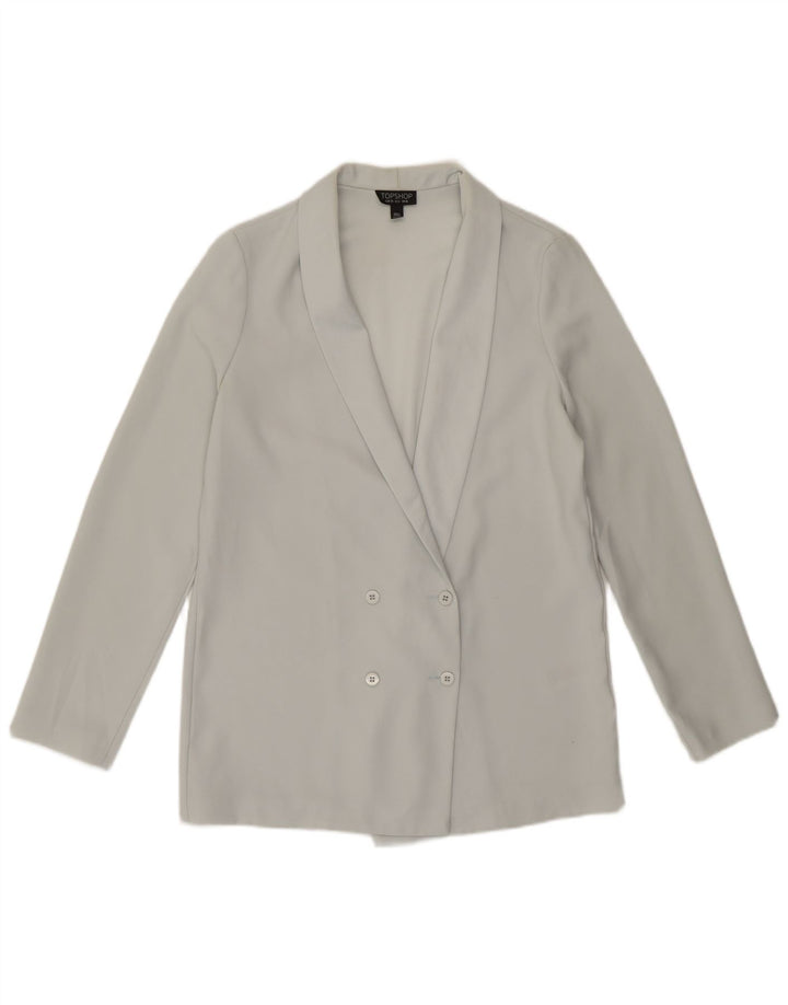 Topshop Damen Zweireiher-Blazerjacke, Größe S, UK 10, Grau, Polyester