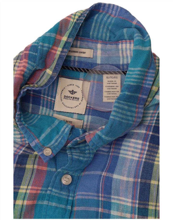 DOCKERS Herren Slim Fit Flanellhemd XL Blau kariert