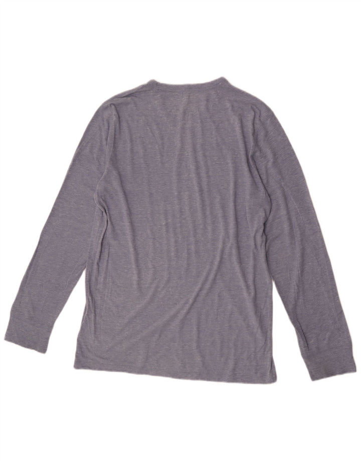 Gap Herren-Oberteil, langärmelig, mittelblau gesprenkelte Baumwolle