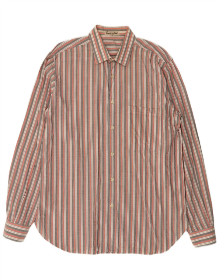 Vintage Herrenhemd Größe 40 Mittelrosa gestreift